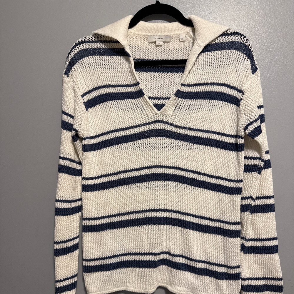Vince V-Neck Striped Sweater for Women for sale